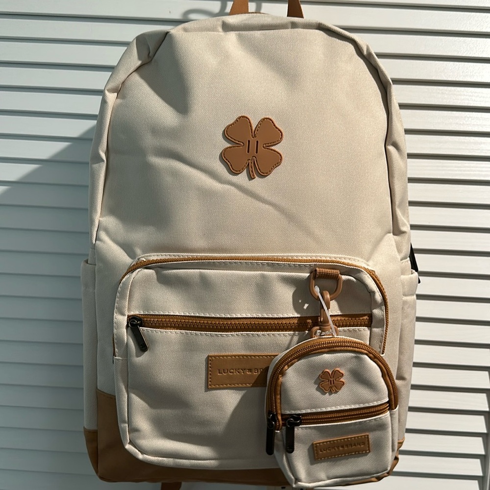 NWT Lucky Brand Ex-Large Laptop Backpack W/Mini Purse and adj. Straps.